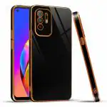 Mr. Case Oppo F19 Pro+ 5G and Oppo Reno 5Z 5G Black Silicone 6D Gold Plated Frame Back Cover