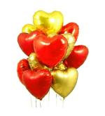 Grandshop Red, Golden Aluminium Heart Shape Foil Balloon