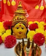 Dalvkot Varalakshmi Amman Face Mask/Idol for Pooja with Free Cone dhoop