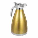 PRIME PICK Travel Kettle 2L Thermal Carafe Double-Walled Thermos Flask Insulated Glass Flask Drinks Dispenser Kettle Juice Jar Hot Jugs Travel Coffee Juice Milk Tea Beverages (Gold)