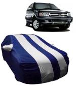 Carigiri White And Navy Blue Car Body Cover For Tata Safari(Triple Stitched,Mirror Pockets,Uv Resistant,Dustproof)(Models-2007, 2008, 2009, 2010, 2011, 2012, 2013, 2014, 2015, 2016, 2017, 2018, 2019)