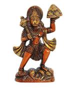P.J. HANDICRAFTS Brass Metal Idol of Lord Hanuman with Sumeru Parvat | Bajrangbali for Happiness, Health, Wealth at Home & Office Size-5.25 inches