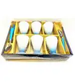 Your Local Store Ceramic Dessert Bowl Cone Shape Ice Cream Dessert Set ( Pack Of 6 ) (Pack of 12, White, Blue)