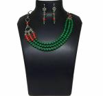JAYA VISION ENTERPRISES Malachite (manmade) & Red Coral Stone Beads Necklace