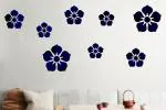 Wall1Ders Blue Flower Acrylic Wall Mirror Stickers - 8 Pcs