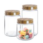 Treo By Milton Borosilicate Round Storage Glass Jar, Set of 3, 600 ml, 1000 ml, 1200 ml, Transparent | Storage Jar | Kitchen Organiser | Refrigerator Safe | Modular | Dishwasher Safe | Microwave Safe
