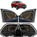 Kingsway Car Magnetic Sun Shades Curtains for Maruti Suzuki Grand Vitara, Model Year : 2022 Onwards, Half Cut in Front Window with Rear Windshield, Color : Black, Cotton Mesh, Complete Set of 5 Piece