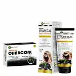 ARYUSA Charcoal Soap & Peel Off Mask combo pack for UNISEX| For Glowing Skin | Deep pure Cleaning|Detoxing| Aloe Vera 99% Germ Protection, Deep Cleansing, Mild Fragrance