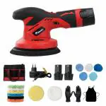 ENON 12v Cordless Car Polisher Kit Set, 2500-5000 RPM, 2X Battery, Brushless Car Polishing Machine, Buffer Polisher with 6 Variable Speeds, Sander for Car Waxing Buffing Scratch Repairing (XE-BL 1250)