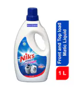 Niks Liquid Detergent 1 L | Premium Matic Laundry Wash | Best Use for Front Load and Top Load Washing Machine | Bucket Wash | Clean and Hygiene - 1 Liter with Active Enzyme