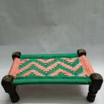 Pink Sky Firmus Laddu Gopal Bed for Ladoo GopalJi (Large- 0-8 size)(10x6x4 Inches) Green/Beige Nylon Pooja Chowki (Green, Beige, Pack of 1)