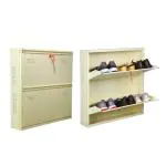 Laxmi KAPAT 2 Door Metal Shoe Rack Wall Mounted Shoe Rack Shoe Organiser (Ivory - 28 X 28 X 6 Inch)
