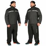 Allextreme Riding Jacket Rain Suit Cover PU Coated Polyester Fabric Waterproof Biker Rainwear with Full Sleeves for Men's Rider Protection Raincoat (L, Black/Grey)