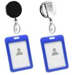 Shining Zon Vertical Plastic 2 Side Display Box ID Card Holder for Men and Women for Office School College with Metal Yoyo Clip (Pack Of 6)