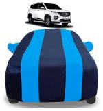 Auto Hub Car Cover Compatible with MG Hector Plus with Mirror Pockets, Triple Stitched, Navy, Blue, Water Resistant Car Body Cover