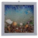 ZIG ZAG Seashell Picture Photo Frames with Glass Front Panel for Beach | Weddings Gifts | Home Decor Photo Frame (9x9 Inch-Alibag beach)