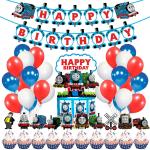 Zyozique 37 pcs Thomas Party Decorations, Birthday Party Supplies For Party Supplies Includes Happy Birthday Banner, CakeTopper, Cupcake Toppers, Balloons for Kids Family Birthday Party Supplies