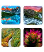 Whats Your Kick Beautiful Natures is Beautiful Printed Set of 4 Coaster With Metal Stand