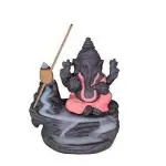 Craftam Brown Orange Poly Resin Ganesha Smoke Fountain Backflow Waterfall Cone Incense Holder with 20 Free Backflow Cones