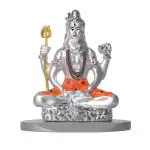 DIVINITI Shiva Statue for Car Dashboard|999 Silver Plated Sculpture of Shiva Figurine| Idol for Mandir, Office and Home Home Decor Gifts (8.5 X 7 cm) (1 Pack)