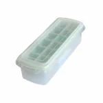 CLASSY TOUCH Plastic Ice Cube Tray with Lid, Bucket and Spoon, Flexible and BPA-Free Square Ice Cubes for Cocktail and Milk Tea.(12 Ice Cube Tray) (Light Blue)