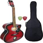 Unique Creation GLASSY-RED Acoustic Guitar Linden Wood Ebony Right Hand Orientation (Red)