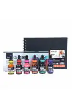 Brustro Watercolour Ink Set B of 6 x 15ml (6 Shades with Free Watercolour A5 Wiro Journal)