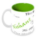 Jiya EnterpriseTuelip Green Ceramic Stylish Customize Name Nishant With Meaningful Printed Coffee Mug - 350 ML