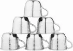 Yes kitchen Dishwasher Safe and Scratch Resistant Silver Steel Cup Set 60 ml (Pack of 6)