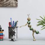 DazzCraft Iron Hand-painted Multicolour Ant Figurine Pen Holder, Antique Showpiece, Decorative Showpiece, Figurine, Pen Stand for Home, Office, Study Table Decoration, Gift Items, Home Decoration & Showcase Items (9x3x11) Inch