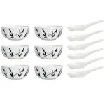 Caffeine White Stoneware Soup Bowl With Spoon (Set Of 6)