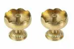 True Decor Flower Design Tomato Pure Brass Diya for Puja Home and Mandir || Oil Akhand Diya Pack of 2