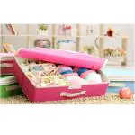 HOUSE OF QUIRK 15+1 Compartment Non-Smell Non Woven Linen Foldable Storage Box for Closet (Pink)
