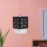 SINOMAN Board-Wood Laser Cut Flower Design Hanging Ceiling Pendant Light for Living Room (Without Bulb, Single)