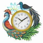 HARMOSO Handpainted Wall Clocks Hand Painted Wooden Wall Clock for Home/Office Traditional Wall Clock (33x33cm_Blue) Harm-WC-15