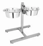 FURPET Designer Diner Adjustable Elevated Pet Feeder Raised Dog Bowls Dog Feeding Station H-Base Double Bowl Stand Two Stainless Steel Removable Bowls 2 X 2.75 litres -12 Cups per Bow - (Extra Large)