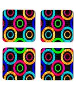 Whats Your Kick Pattern Design Colorful Circle Unique Beautiful Pattern Design Printed Set of 4 Coaster With Metal Stand