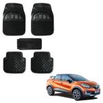 Oshotto Anti Skid Rubber Car Tray Foot Mat for Renault Captur (Set of 5, Black)