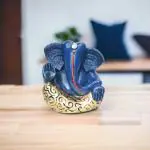 Decor Culture Siddhivinayak Ganpati Murti Ganesh Ji Idol for Home Entrance, Car Dashboard, Office Desk, Gift, Temple Puja and Decoration with Washable Color Brass Look (GG31D)