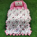 Motherhood Pink Cotton Baby Nest Bed With 3 Pillows And 1 Large Blanket Bedding Set