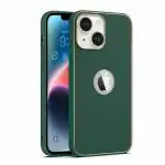 HILLS & MILES Logo View Compatible with Apple iPhone 14 6.1 inch Slim Premium Classic Luxury Elegant Thin Back Case (PU Leather Green Mobile Cover )