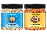 Temperado Dry Fruits Combo Pack Cashew (100gm) & Almond(100gm) Combo | Kaju Badam Combo Jar Pack | Healthy and Tasty Snacks, Ideal for Breakfast Dieting and Gifting | Rich in Minerals