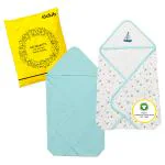 10Club Single Layered Blanket -Set of 2 | Sleeping Bag | Baby Wrapper for New Born | 0-12 Months |Gifting | Organic Cotton Hooded Wrap | Baby Blankets Newborn 0-2years