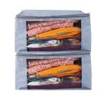 WN BAGS Clothes Storage Organizers Saree Cover Wardrobe Transpsarent Window With Zipper Non Woven Saree Storage Box Cloth Packing Bag Lehenga Cover Dress Color Grey (Pack Of 2)