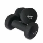 Lifelong LLND01 Neoprene Cast Iron Light Heavy Dumbbells Weights Fitness Home Gym Exercise Barbell for Women and Men (Black, 2kg x 2) - Set of 2
