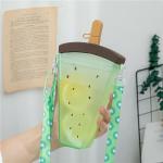 Samvardhan Watermelon ice Cream Water Bottle 320ML, Adjustable Shoulder Strap for kids girls women Outdoor Travel, BPA Free Water for Adult Kids Outdoor Camping Sports Travel (Green)