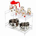 Spark Home Stainless Steel 2-Tier Spice Trolley Container Organiser Spice Rack Multipurpose Storage Shelf Shelves Holder Stand Rack Basket for Space Saver Boxes Utensils Dishes Plates for Home and Kitchen