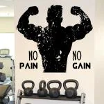 StickMe Multicolor Vinyl No Pain No Gain Body Building Fitness Wall Sticker