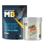 MuscleBlaze Raw Whey Isolate 90% with Digestive Enzymes, Unflavoured, 1 kg / 2.2 lb with MuscleBlaze Fuel One Creatine Monohydrate, Unflavoured, 100 g / 0.22 lb (Combo Pack)