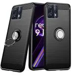 Unistuff Back Case Cover for Realme 9 Pro Plus 5G, Realme 9 Pro+ 5G with Magnetic Kickstand | Premium Matte Finish | Camera Bump Protection | Rubberized Ring Cover - Night Black, 76803